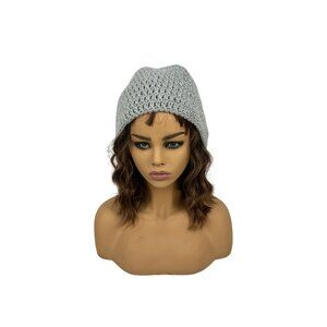 Handmade Gray Crochet Beanie Hat For Adults